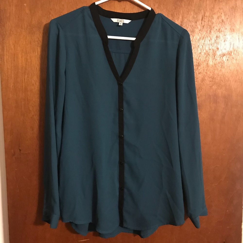 Dark Green blouse with black detail by B.B. Dakota